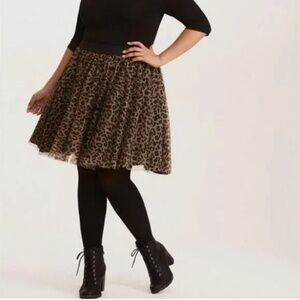 Torrid Leopard Print Mini Tulle A-Line Skirt